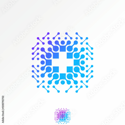 Logo design graphic concept creative premium vector stock image top sell plus medical dots tech symbol digital science system pharmacy hospital care