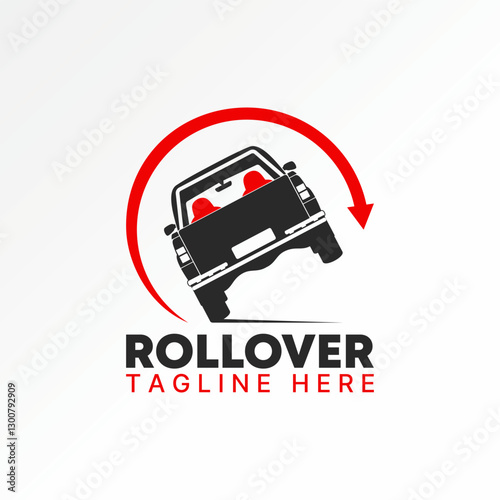 Logo design graphic concept creative premium vector stock image top sell car rollover street injury crash service damage insurance transport driving