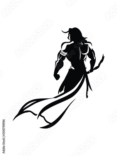 Heroic Warrior Silhouette Illustration