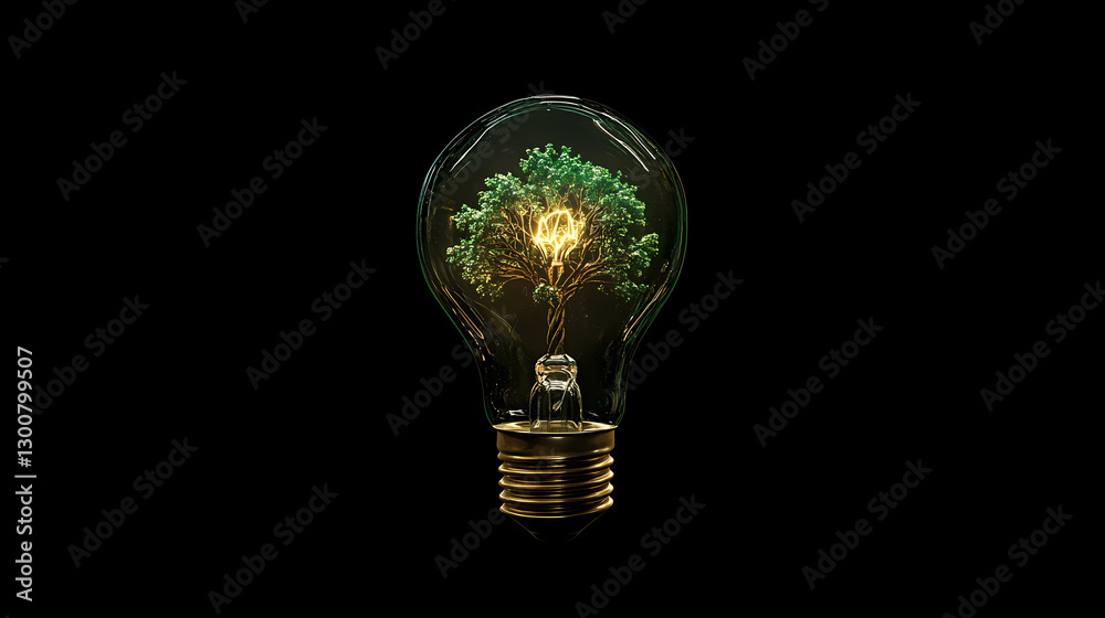 Light Bulb with Growing Tree Inside