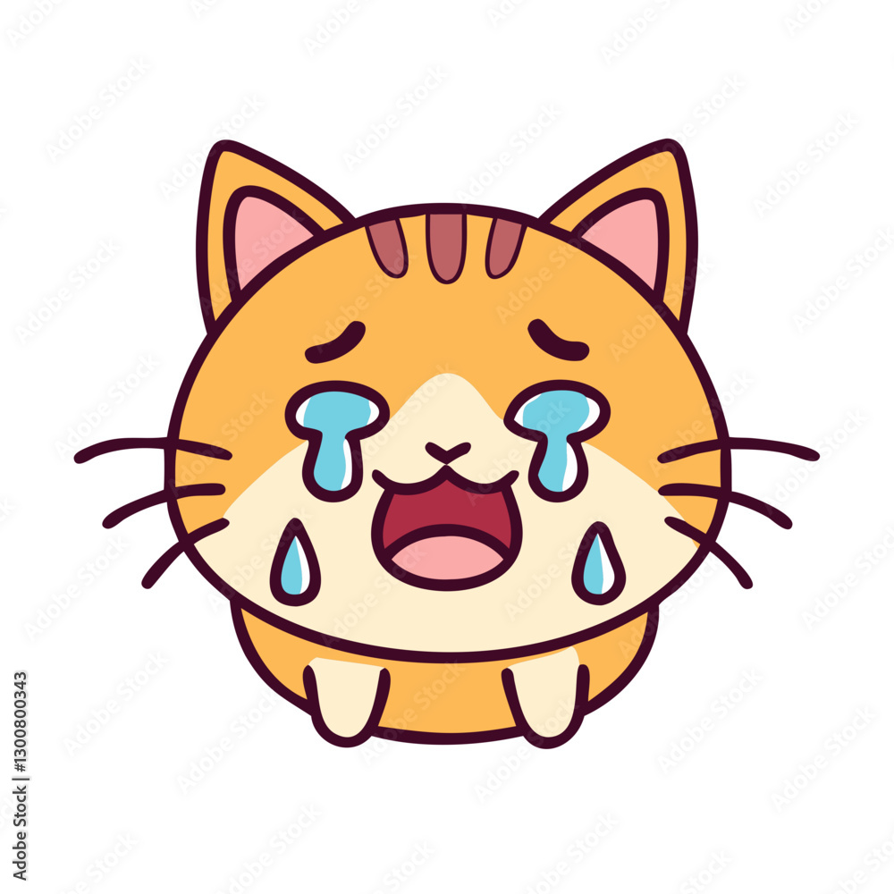 Crying cat illustration with tears and sad expression Crying cat illustration with tears and sad expression