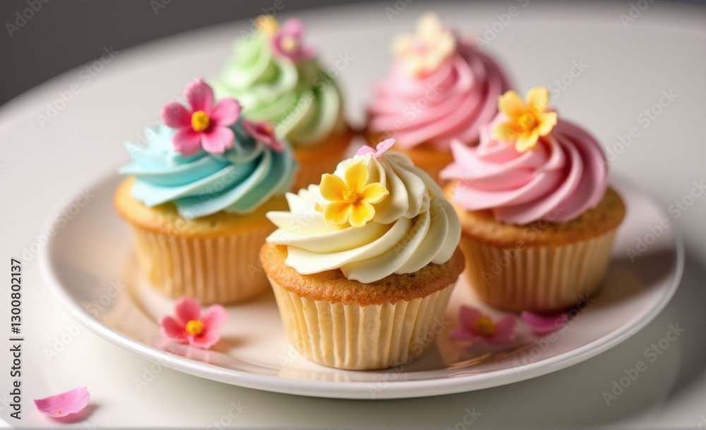 cupcake with pink frosting and sprinkles and flowers cupcake with pink frosting and sprinkles and flowers