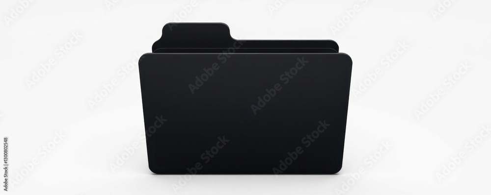 Closed black folder icon, isolated, sharp edges , web, computer file