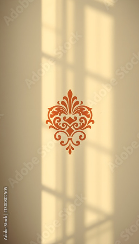 background with ornament, old soviet wallpaper, smooth light. with white shades