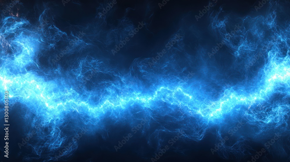 Fototapeta premium Abstract blue energy wave, glowing plasma, electric stream.