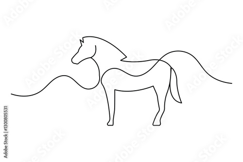 One continuous line drawing of running horse style Hand drawn minimalist design vector design