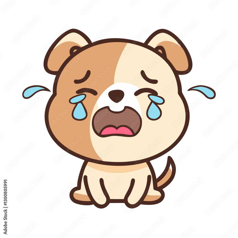 Obraz premium Sad cartoon dog with tears expressing emotion
