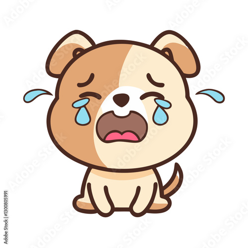 Sad cartoon dog with tears expressing emotion