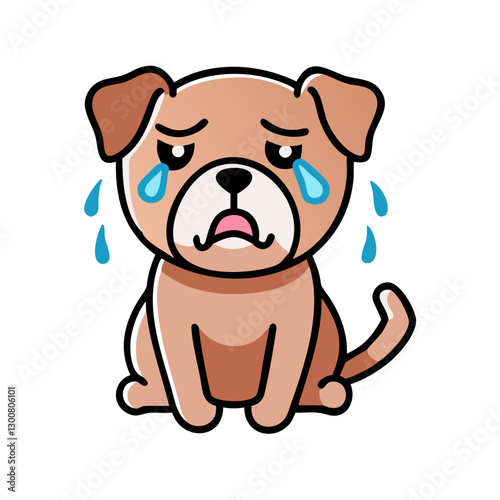 Sad dog with tears, expressing emotion and longing