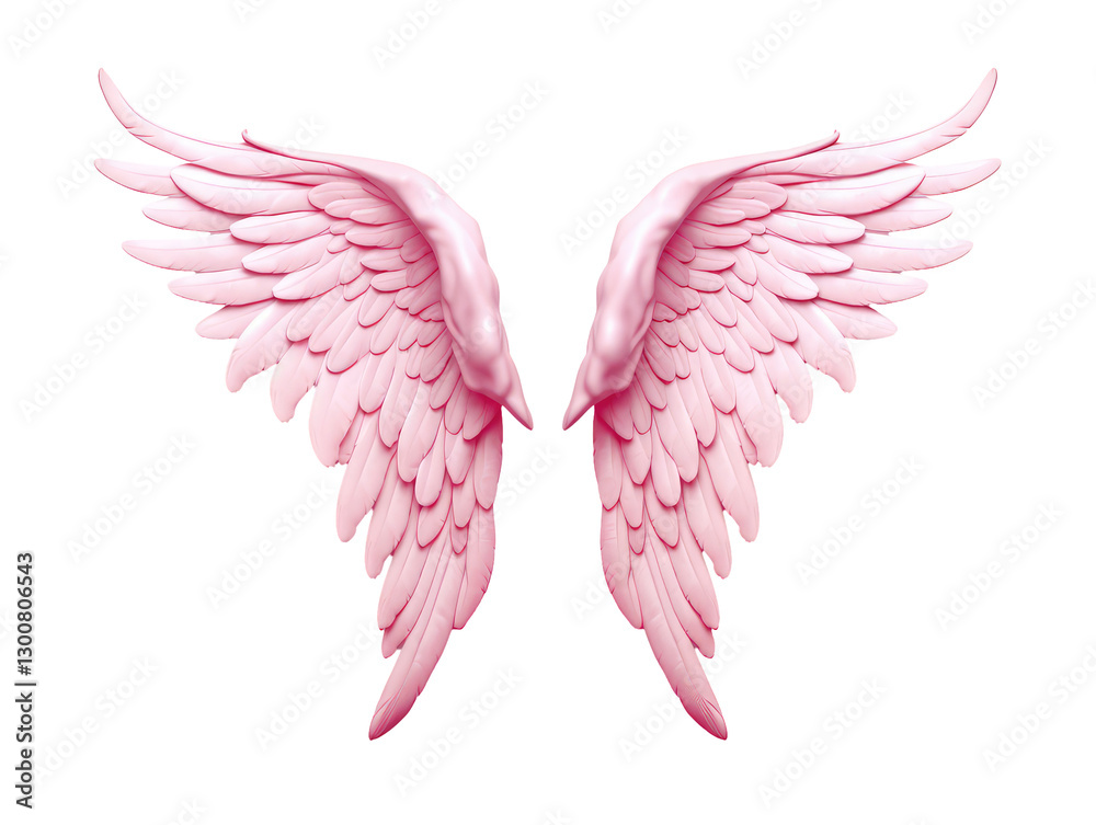 Obraz premium Cute Pink Angel Wings Isolated on Transparent Background for Fantastic and Dreamy Visuals
