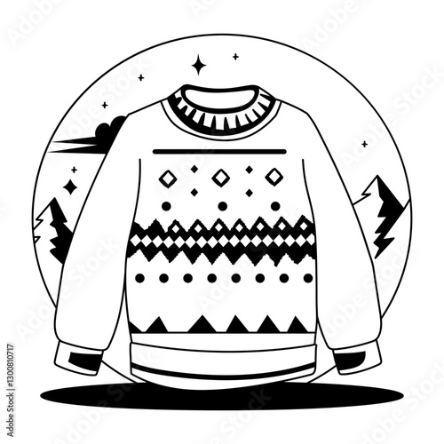 A glyph illustration of winter sweater 