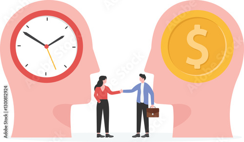 Time is money, long-term return on investment, pension fund concept, interest income from investments or deposits, time to receive money,

