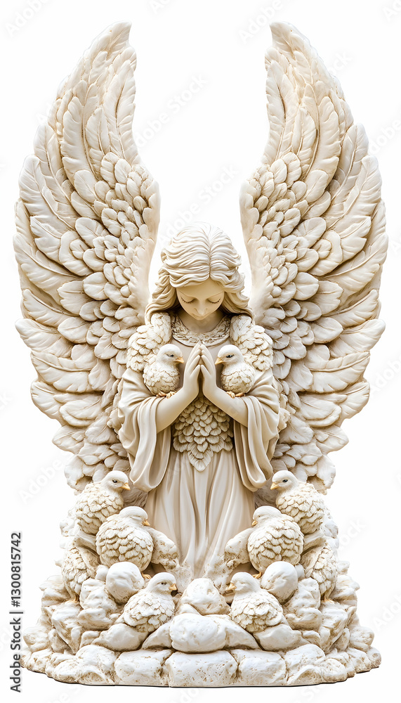 Praying Angel Statue, White Background Praying Angel Statue, White Background