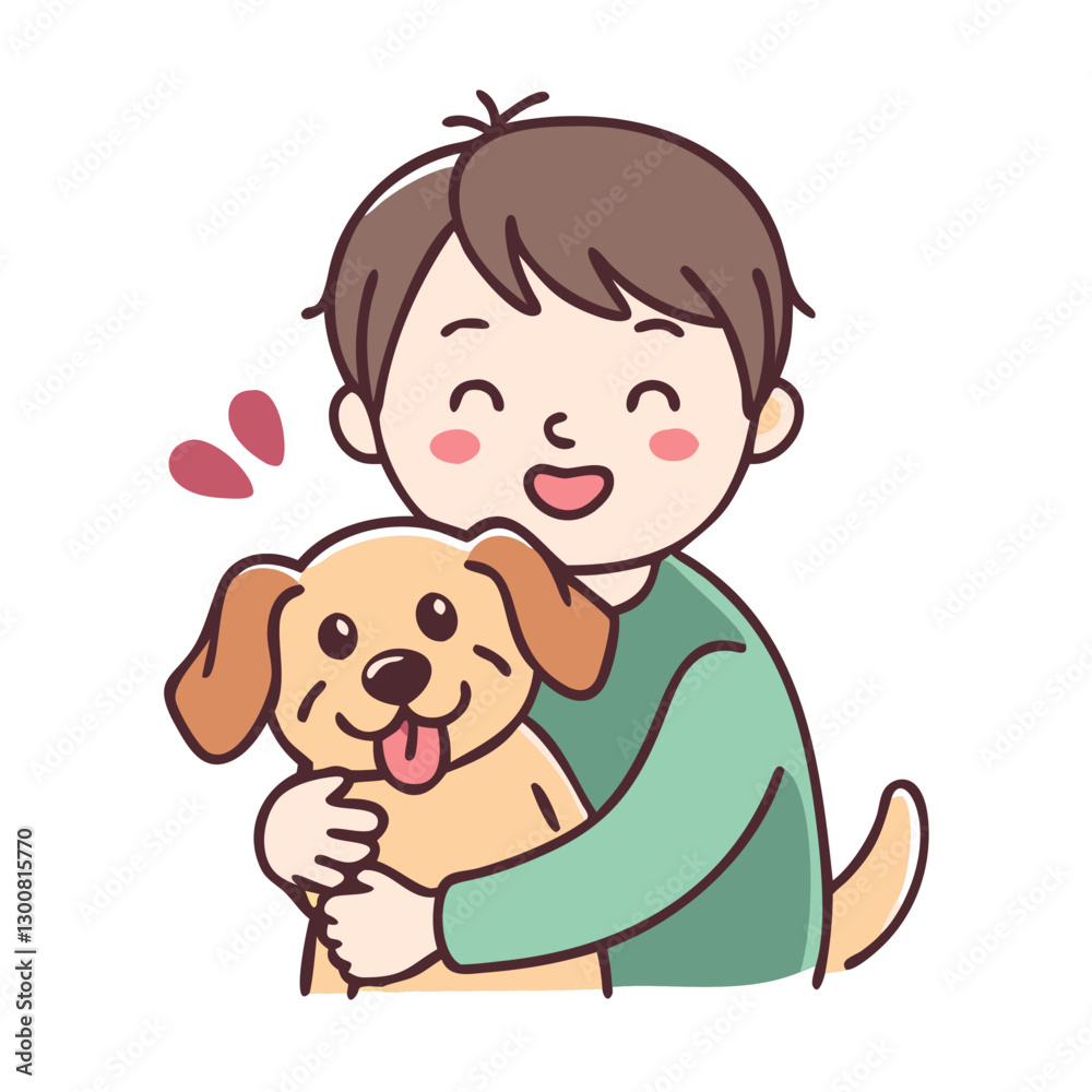 boy is hugging dog with joy and affection boy is hugging dog with joy and affection