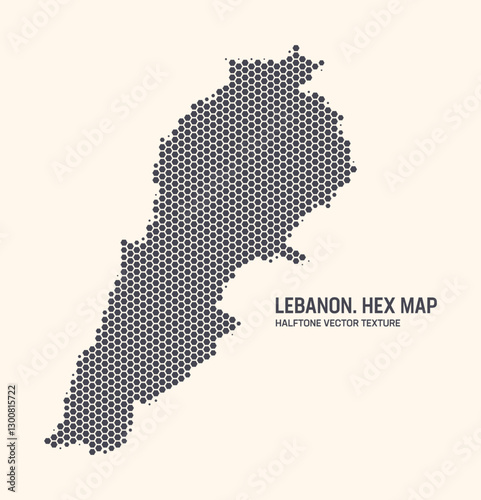 Lebanon Map Vector Hexagonal Halftone Pattern Isolate On Light Background. Hex Texture in the Form of a Map of Lebanon. Modern Technological Contour Map of Lebanon for Design or Business Projects