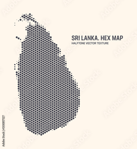 Sri Lanka Map Vector Hexagonal Halftone Pattern Isolate On Light Background. Hex Texture in the Form of a Map of Sri Lanka. Modern Technologic Contour Map of Sri Lanka for Design or Business Projects