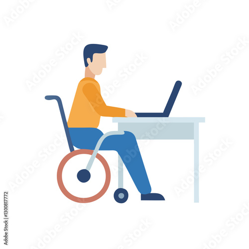 man working on laptop while sitting in wheelchair