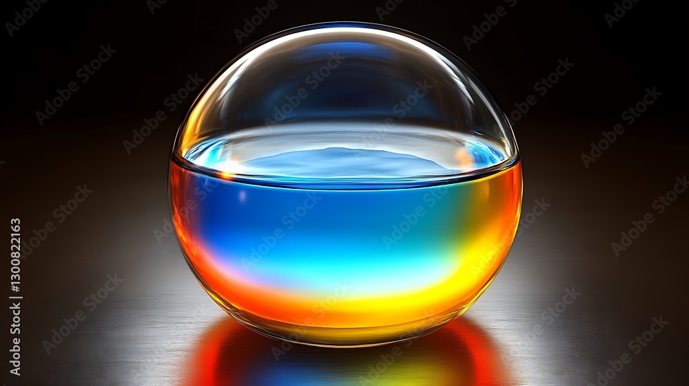 Glass Egg Filled With Vibrant Multicolored Liquid Glass Egg Filled With Vibrant Multicolored Liquid