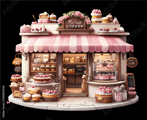 Charming Coffee & Cake Shop: A Vector Illustration