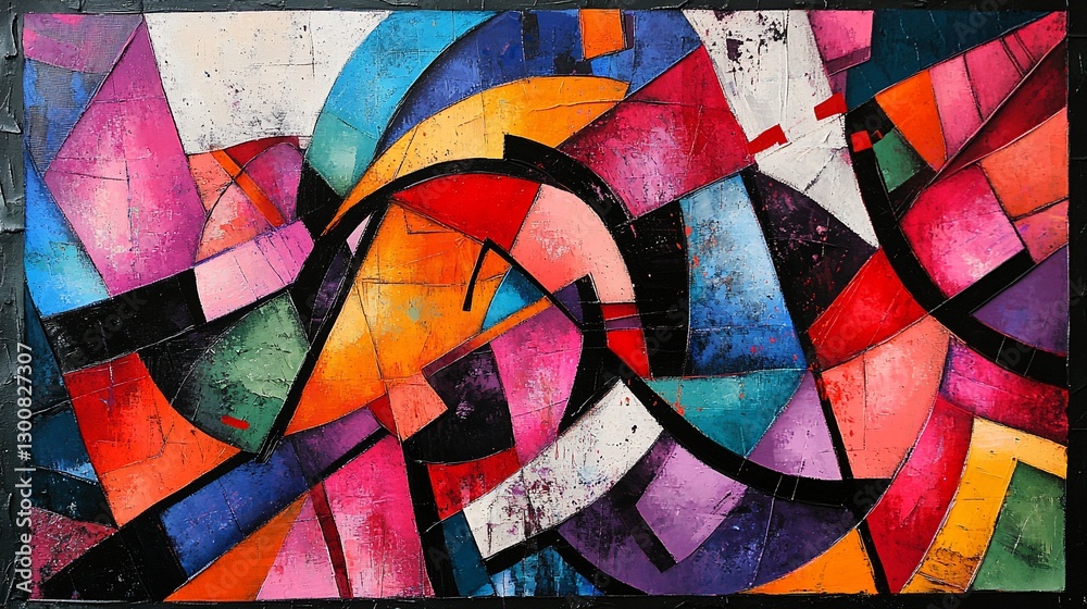 Fototapeta premium Abstract Art Piece, Colorful Shapes