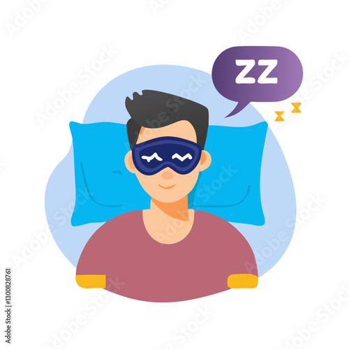 Sleeping man with sleep mask and ZZZs above his head