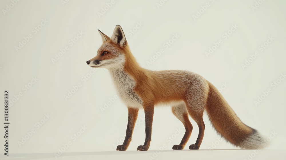 Obraz premium Elegant red fox stands gracefully against minimalistic background