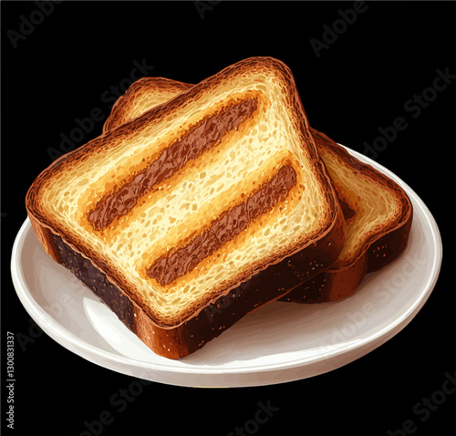 Breakfast Bliss: Toasted Bread Vector Art