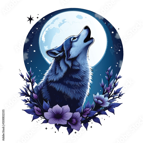 Lunar Howl wolf t-shirt design.