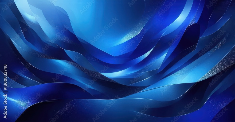Fototapeta premium Luxury inspired high tech gradient background deep sapphire merging metallic silver fine grainy noise texture layered geometric formations soft glowing highlights brigh