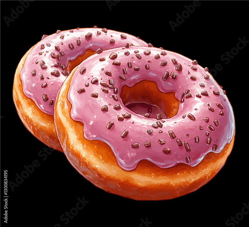 Delicious Pink Iced Donuts with Sprinkles