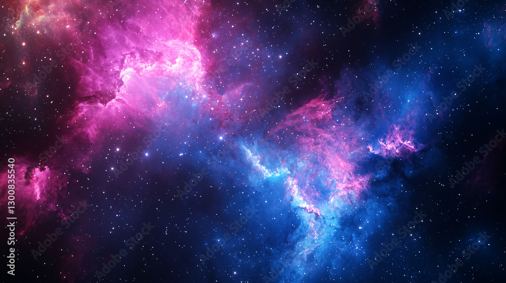Fototapeta premium Galactic Nebula in Vivid Pink and Blue Hues
