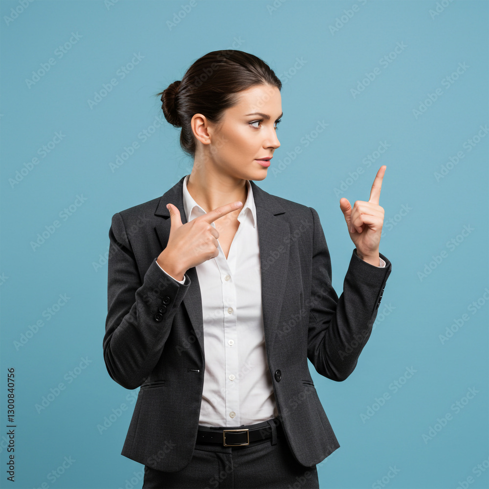 A professional-looking European woman in a tailored blazer and dress pants, standing with confidence A professional-looking European woman in a tailored blazer and dress pants, standing with confidence