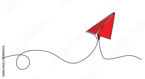 Paper Plane Colorful Launch Single Line Art. Business and project start up concept vector art. Leisure activity and game for children