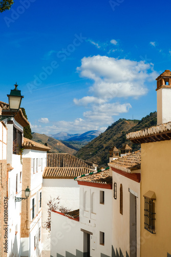 City architecture details. An old city surrounded by nature. Historic Spanish town