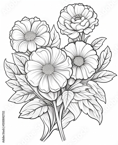 Wallpaper Mural Coloring for children and adults, flowers. Torontodigital.ca