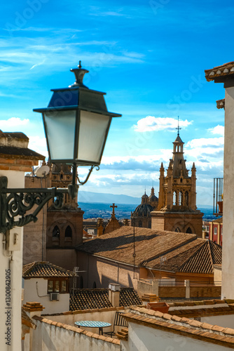City architecture details. An old city surrounded by nature. Historic Spanish town