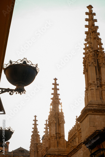 City architecture details. An old city surrounded by nature. Historic Spanish town