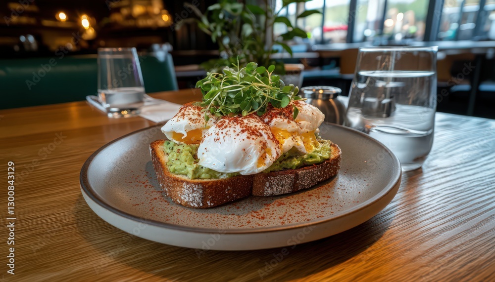 Avocado Toast with Poached Eggs and Microgreens Avocado Toast with Poached Eggs and Microgreens
