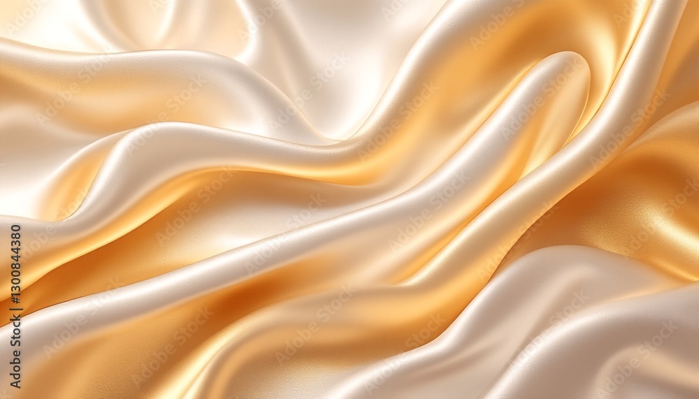 Obraz premium The background is composed of an abstract design made up of layers of folds of shiny golden satin fabric.