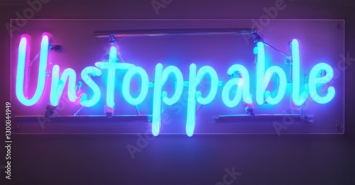 Neon sign unstoppable bold typography pulsing vibrant effects strong high energy motivational look bright colorful realistic photo photo