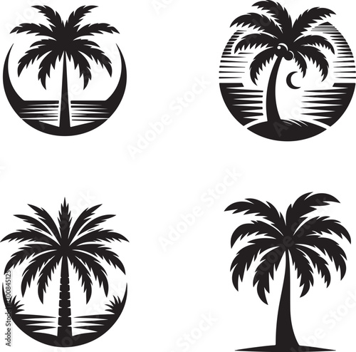 palm tree vector logo icon illustration silhouette