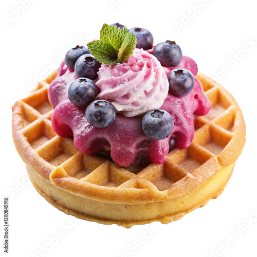 Berry Blizzard Waffles isolated on white background 
