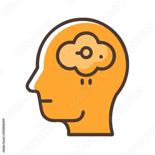 Thinking person with cloud symbolizing thoughts and ideas