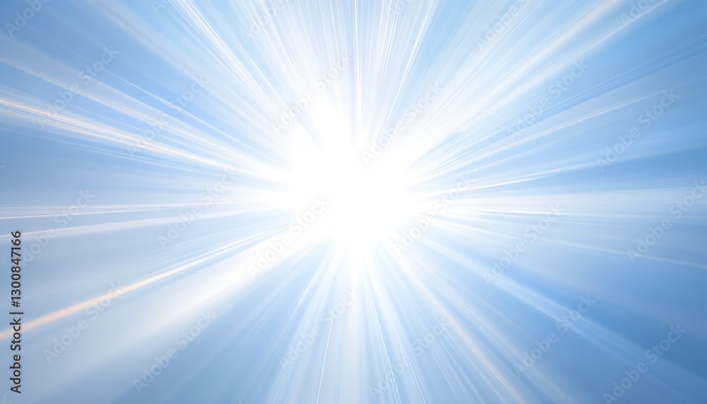 Fototapeta premium A bright blue sky with sunbeams radiating from the upper right corner.