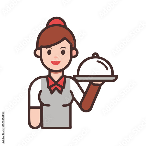 Waitress Vector Icon Design