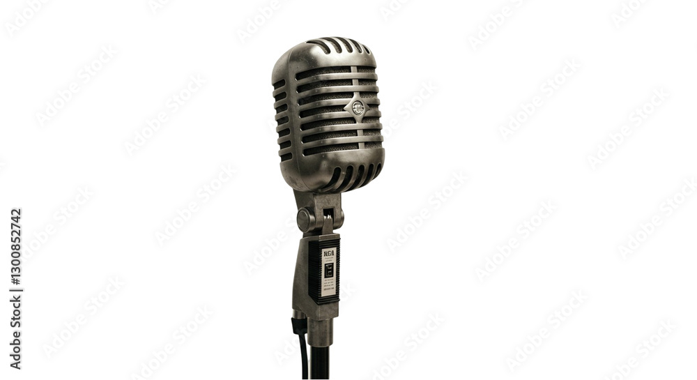 Fototapeta premium Vintage Microphone on Stand A Classic Recording Studio Icon 
