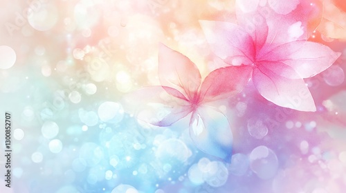 Pastel Pink and Blue Watercolor Flowers Soft Light Background
