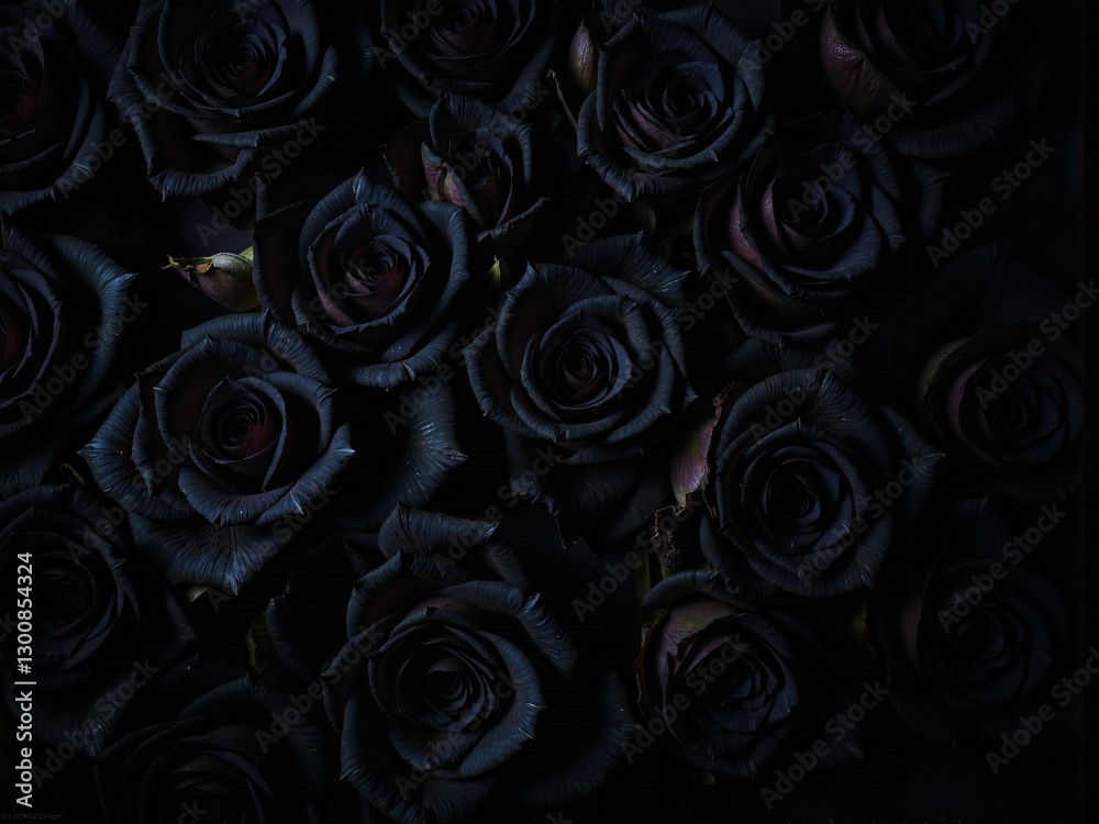 Mysterious Black Roses in Dark Elegant Display Mysterious Black Roses in Dark Elegant Display
