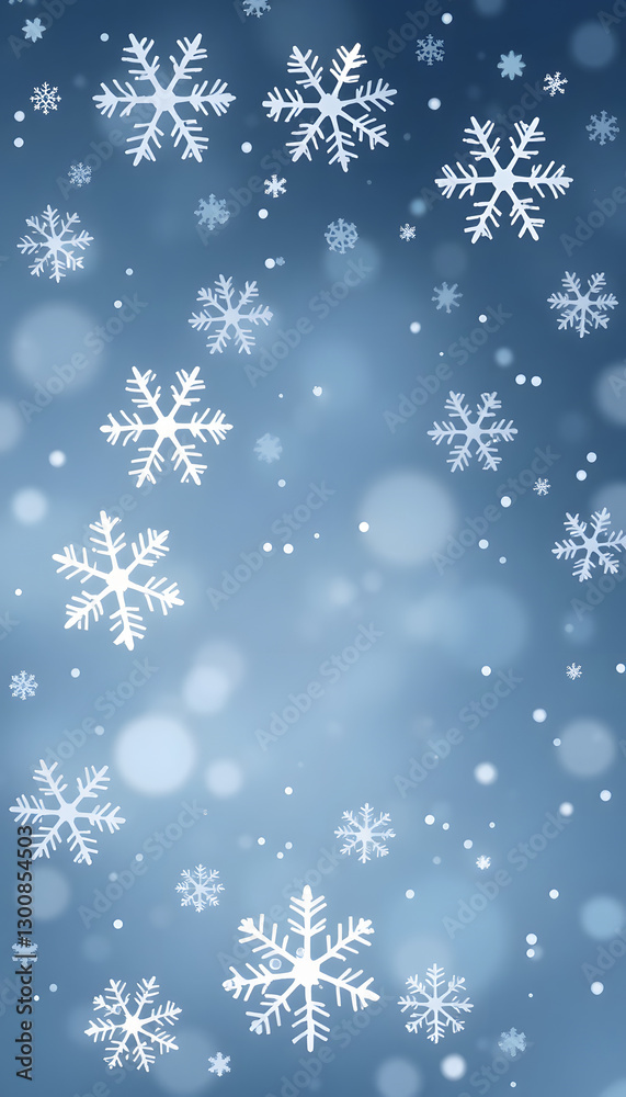 Fototapeta premium Winter snowflakes background, simple style. with white shades