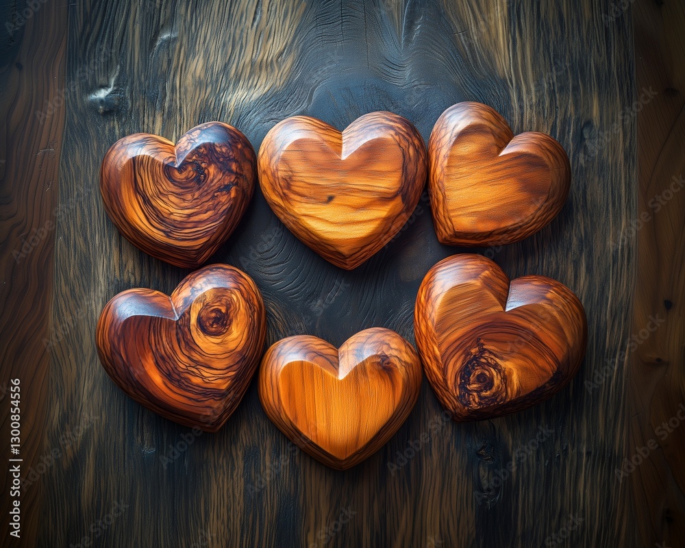 Natural Wooden Hearts in Rustic Circle Natural Wooden Hearts in Rustic Circle